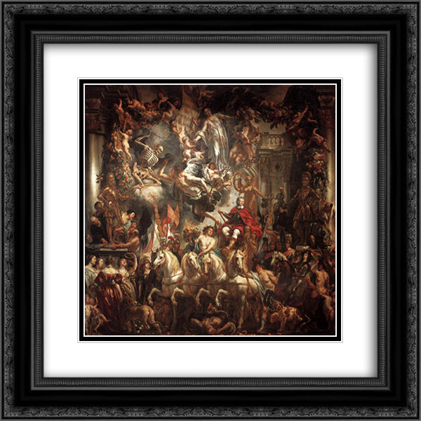 Triumph of Frederik Hendrik 20x20 Black Ornate Wood Framed Art Print Poster with Double Matting by Jordaens, Jacob