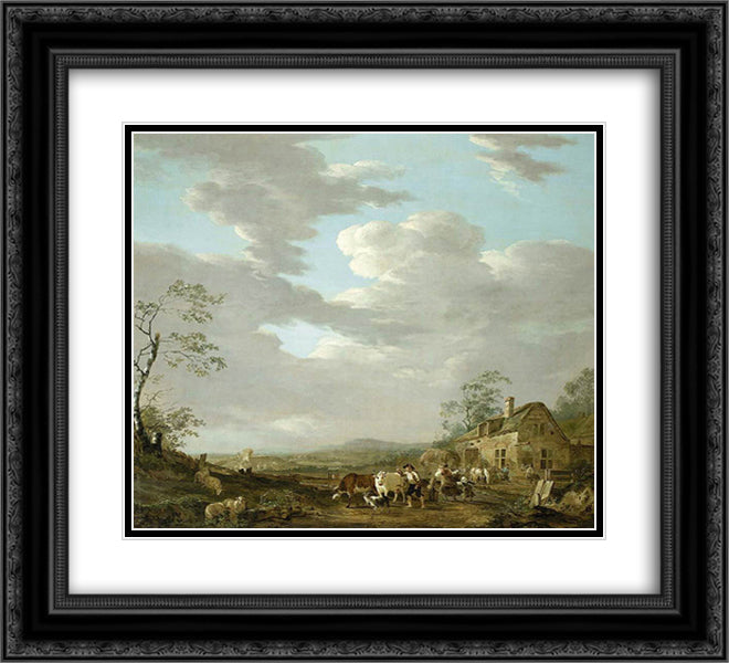 Autumn Landscape 22x20 Black Ornate Wood Framed Art Print Poster with Double Matting by van Strij, Jacob