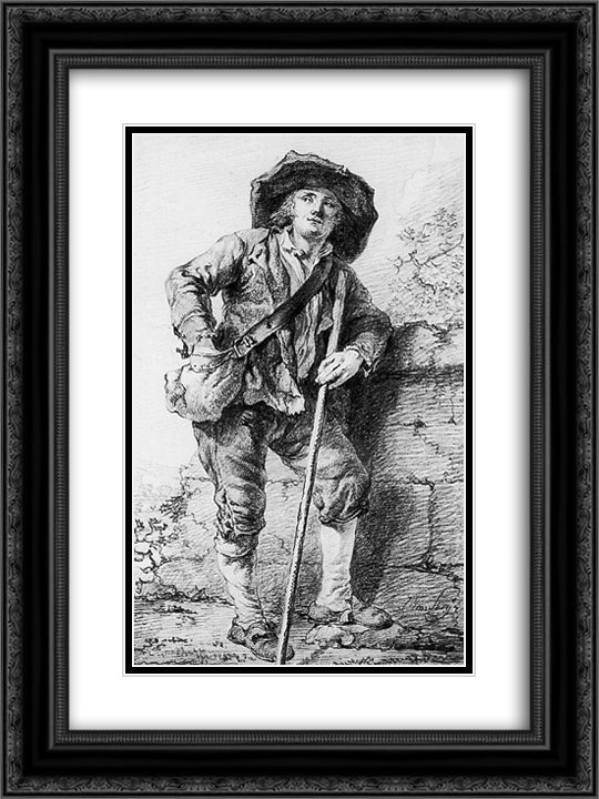Standing countryman 18x24 Black Ornate Wood Framed Art Print Poster with Double Matting by van Strij, Jacob
