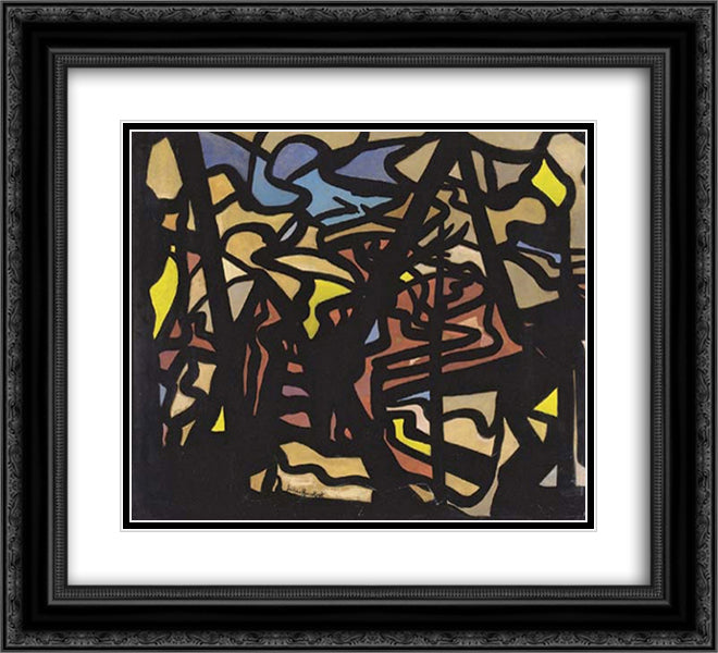 Abstract Composition 22x20 Black Ornate Wood Framed Art Print Poster with Double Matting by Heemskerck, Jacoba van