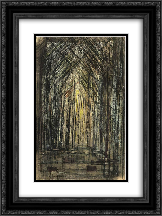Bos 18x24 Black Ornate Wood Framed Art Print Poster with Double Matting by Heemskerck, Jacoba van