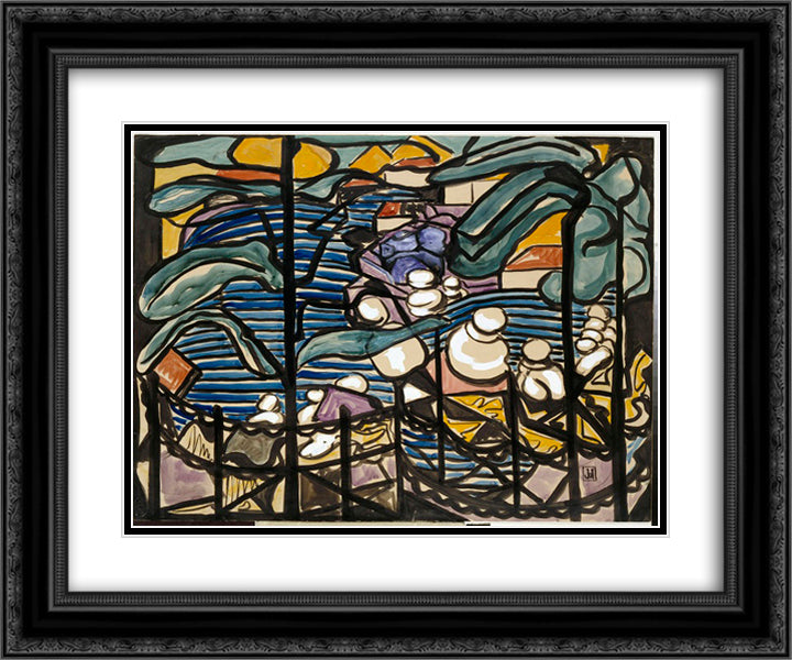 Landschap 24x20 Black Ornate Wood Framed Art Print Poster with Double Matting by Heemskerck, Jacoba van
