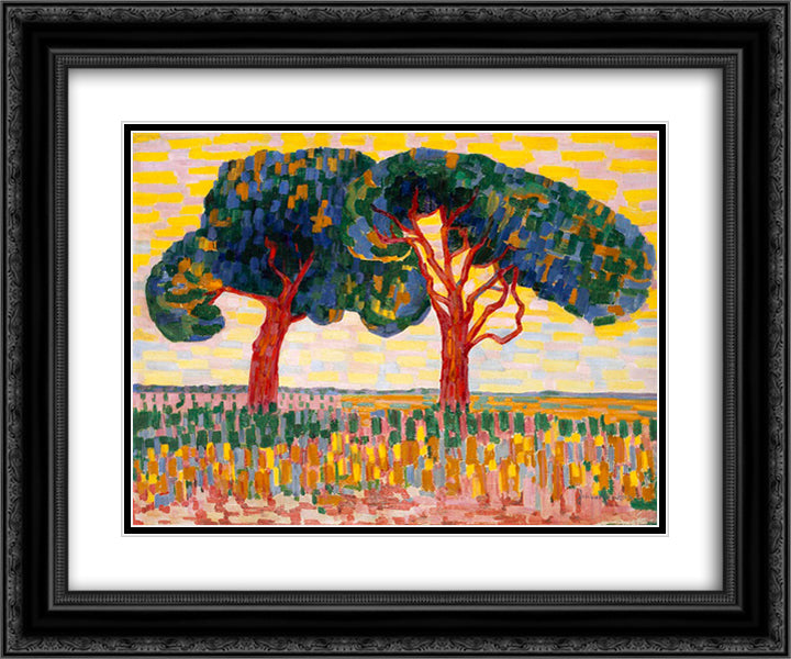 Twee bomen, olieverf op doek 24x20 Black Ornate Wood Framed Art Print Poster with Double Matting by Heemskerck, Jacoba van