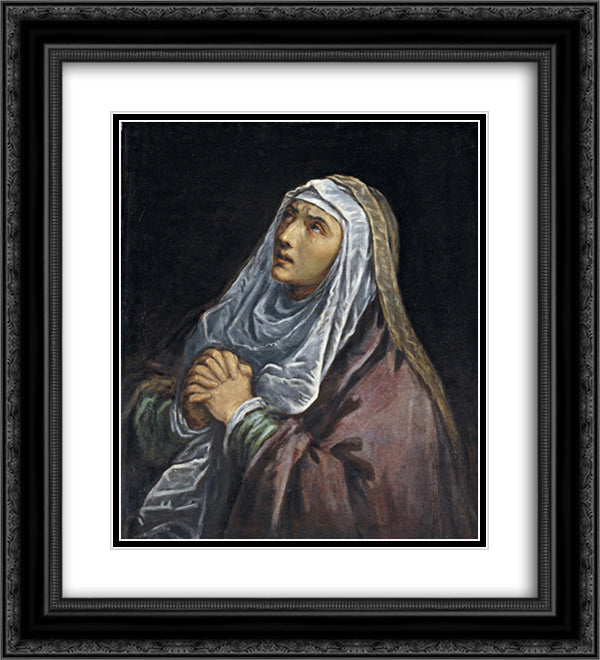 Mater Dolorosa 20x22 Black Ornate Wood Framed Art Print Poster with Double Matting by Bassano, Jacopo