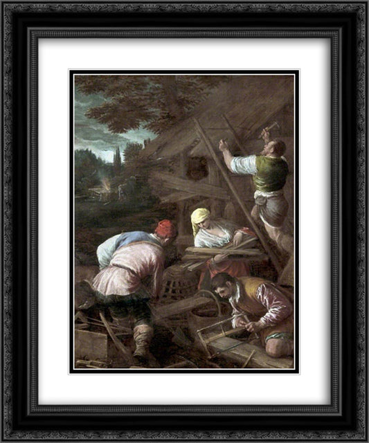 The Sacrifice of Noah 20x24 Black Ornate Wood Framed Art Print Poster with Double Matting by Bassano, Jacopo