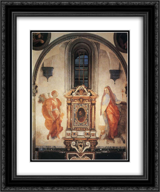 Annunciation 20x24 Black Ornate Wood Framed Art Print Poster with Double Matting by Pontormo, Jacopo