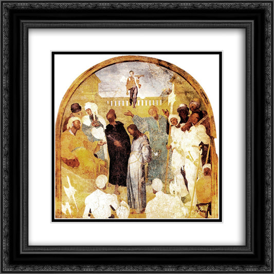 Christ before Pilate 20x20 Black Ornate Wood Framed Art Print Poster with Double Matting by Pontormo, Jacopo