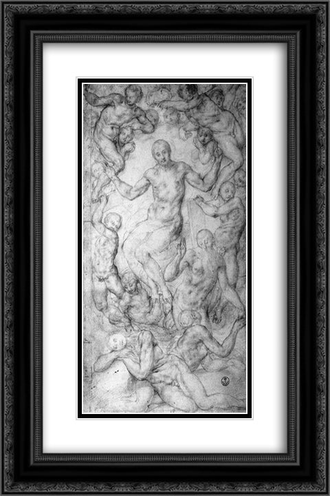 Christ the Judge with the Creation of Eve 16x24 Black Ornate Wood Framed Art Print Poster with Double Matting by Pontormo, Jacopo