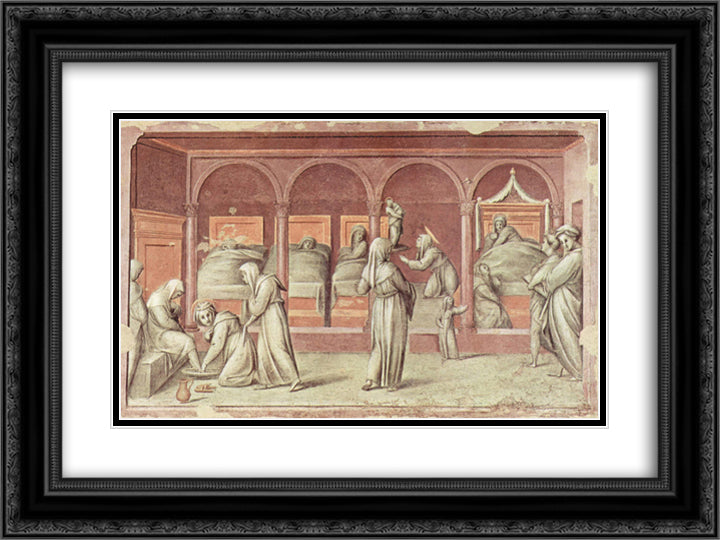 Episode from the life in the hospital 24x18 Black Ornate Wood Framed Art Print Poster with Double Matting by Pontormo, Jacopo