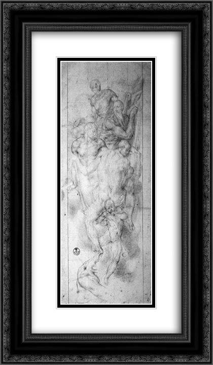 Four Evangelists 14x24 Black Ornate Wood Framed Art Print Poster with Double Matting by Pontormo, Jacopo