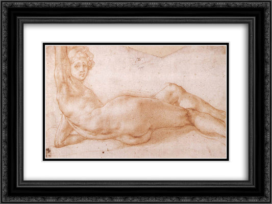 Hermaphrodite Figure 24x18 Black Ornate Wood Framed Art Print Poster with Double Matting by Pontormo, Jacopo