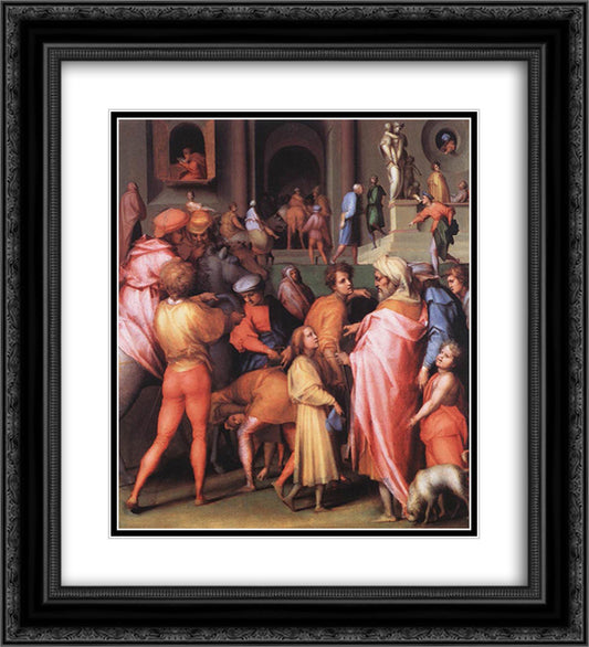 Joseph Being Sold to Potiphar 20x22 Black Ornate Wood Framed Art Print Poster with Double Matting by Pontormo, Jacopo