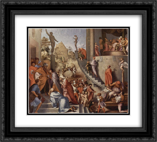 Joseph in Egypt 22x20 Black Ornate Wood Framed Art Print Poster with Double Matting by Pontormo, Jacopo