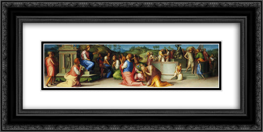 Joseph Revealing Himself to His Brothers 24x12 Black Ornate Wood Framed Art Print Poster with Double Matting by Pontormo, Jacopo