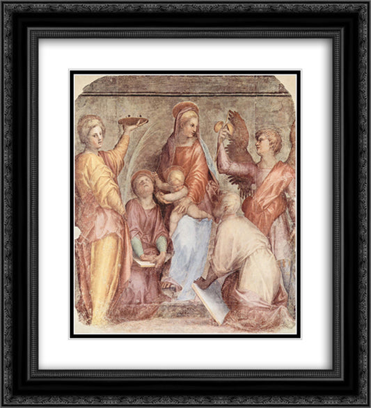 Mary with Christ Child and Saints 20x22 Black Ornate Wood Framed Art Print Poster with Double Matting by Pontormo, Jacopo