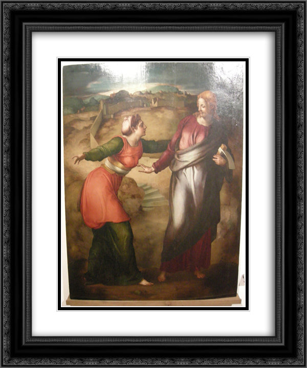 Noli Me Tangere 20x24 Black Ornate Wood Framed Art Print Poster with Double Matting by Pontormo, Jacopo
