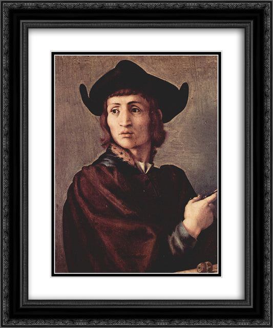 Portrait of a goldsmith 20x24 Black Ornate Wood Framed Art Print Poster with Double Matting by Pontormo, Jacopo