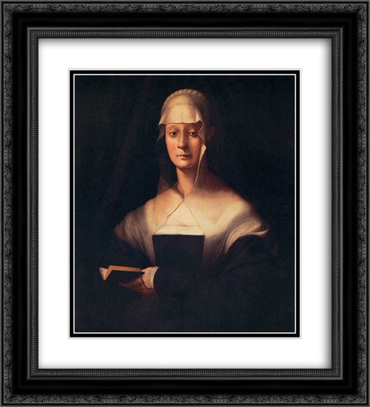 Portrait of Maria Salviati 20x22 Black Ornate Wood Framed Art Print Poster with Double Matting by Pontormo, Jacopo