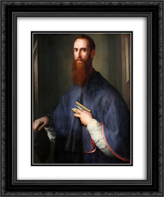 Portrait of Niccolo Ardinghelli 20x24 Black Ornate Wood Framed Art Print Poster with Double Matting by Pontormo, Jacopo