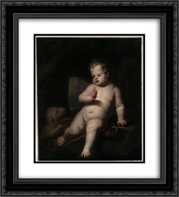Infant St. John the Baptist 20x22 Black Ornate Wood Framed Art Print Poster with Double Matting by Stella, Jacques