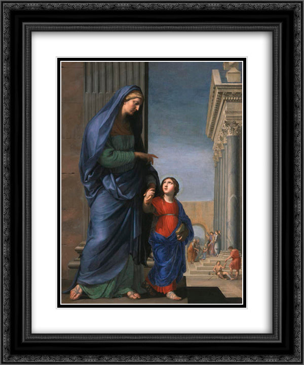 Sainte Anne leading the Virgin in the Temple 20x24 Black Ornate Wood Framed Art Print Poster with Double Matting by Stella, Jacques