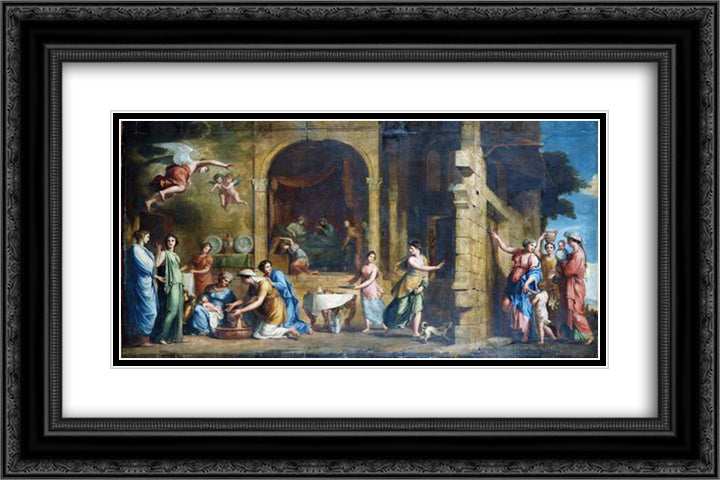 The Birth of the Virgin 24x16 Black Ornate Wood Framed Art Print Poster with Double Matting by Stella, Jacques