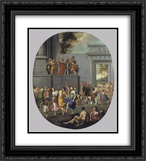 The Liberality of Louis XIII and Cardinal Richelieu 20x22 Black Ornate Wood Framed Art Print Poster with Double Matting by Stella, Jacques