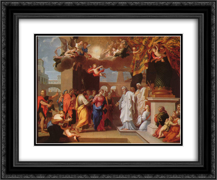 The Marriage of the Virgin 24x20 Black Ornate Wood Framed Art Print Poster with Double Matting by Stella, Jacques