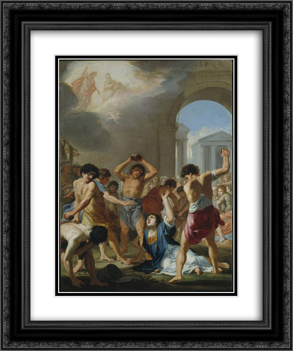The Martyrdom of St Stephen 20x24 Black Ornate Wood Framed Art Print Poster with Double Matting by Stella, Jacques