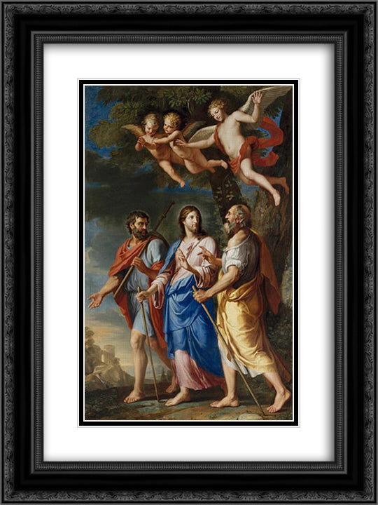 The pilgrims of Emmaus 18x24 Black Ornate Wood Framed Art Print Poster with Double Matting by Stella, Jacques
