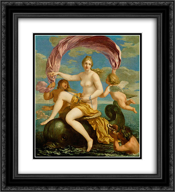 The Triumph of Galatea 20x22 Black Ornate Wood Framed Art Print Poster with Double Matting by Stella, Jacques
