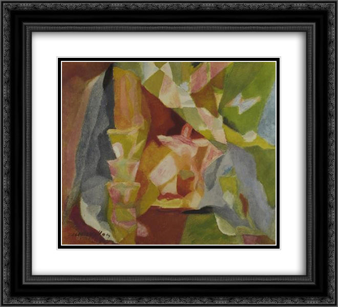 Abstract Figure in a Landscape 22x20 Black Ornate Wood Framed Art Print Poster with Double Matting by Villon, Jacques