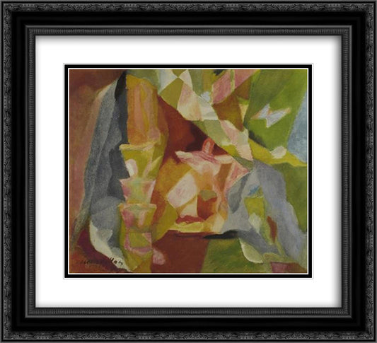 Abstract Figure in a Landscape 22x20 Black Ornate Wood Framed Art Print Poster with Double Matting by Villon, Jacques