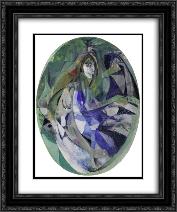 Girl at the Piano (Fillette au piano) 20x24 Black Ornate Wood Framed Art Print Poster with Double Matting by Villon, Jacques