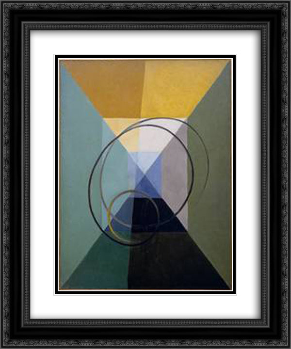 L'espace 20x24 Black Ornate Wood Framed Art Print Poster with Double Matting by Villon, Jacques