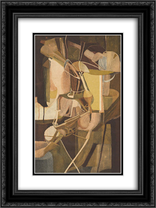 The Bride, After Duchamp 18x24 Black Ornate Wood Framed Art Print Poster with Double Matting by Villon, Jacques