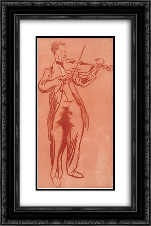 The Violinist (Le violoniste Supervielle) 16x24 Black Ornate Wood Framed Art Print Poster with Double Matting by Villon, Jacques