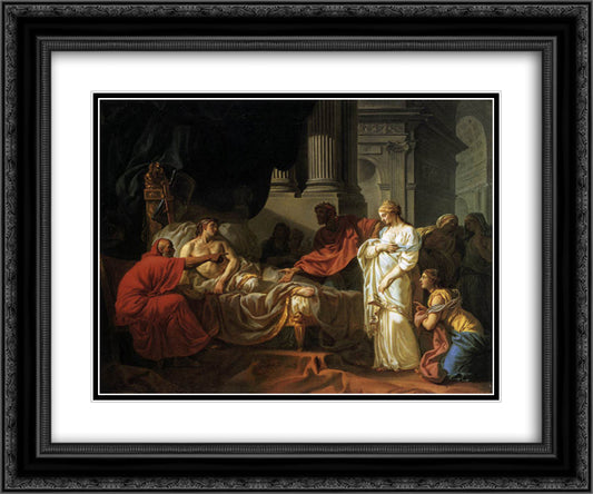 Antiochus and Stratonice 24x20 Black Ornate Wood Framed Art Print Poster with Double Matting by David, Jacques Louis