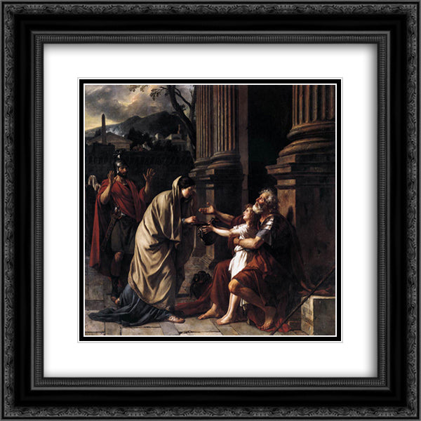 Belisarius Begging for Alms 20x20 Black Ornate Wood Framed Art Print Poster with Double Matting by David, Jacques Louis