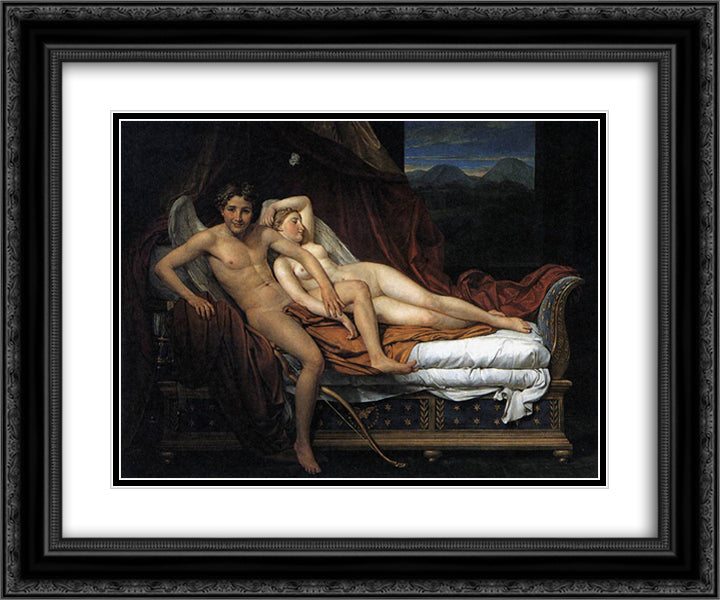 Cupid and Psyche 24x20 Black Ornate Wood Framed Art Print Poster with Double Matting by David, Jacques Louis