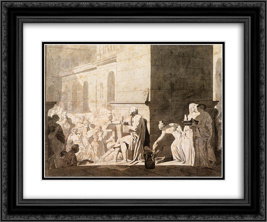 Homer Reciting his Verses to the Greeks 24x20 Black Ornate Wood Framed Art Print Poster with Double Matting by David, Jacques Louis