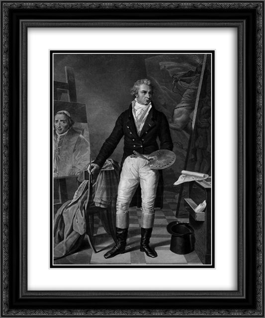 Jacques Louis David In his workshop 20x24 Black Ornate Wood Framed Art Print Poster with Double Matting by David, Jacques Louis