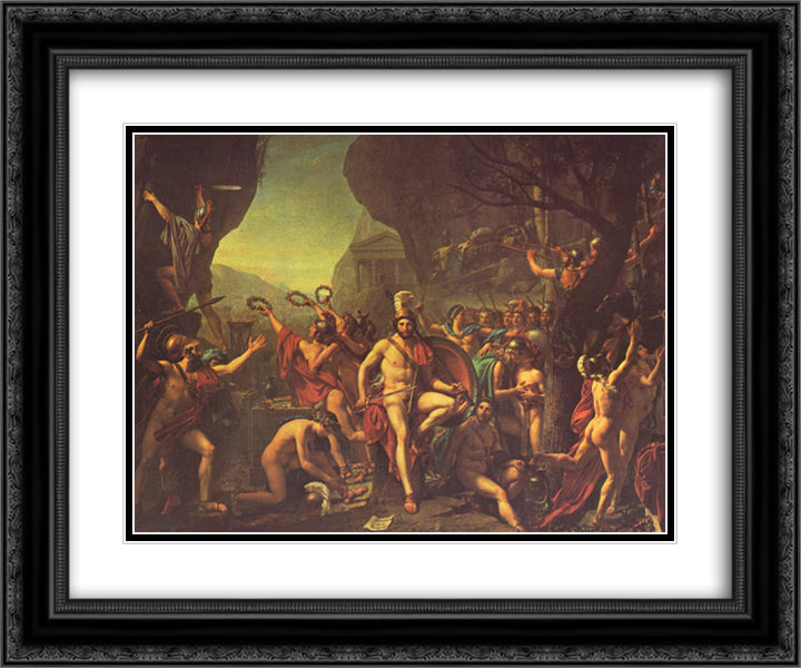 Leonidas at Thermopylae 24x20 Black Ornate Wood Framed Art Print Poster with Double Matting by David, Jacques Louis