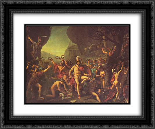 Leonidas at Thermopylae 24x20 Black Ornate Wood Framed Art Print Poster with Double Matting by David, Jacques Louis