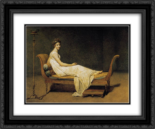 Madame Recamier 24x20 Black Ornate Wood Framed Art Print Poster with Double Matting by David, Jacques Louis