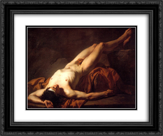 Male Nude known as Hector 24x20 Black Ornate Wood Framed Art Print Poster with Double Matting by David, Jacques Louis