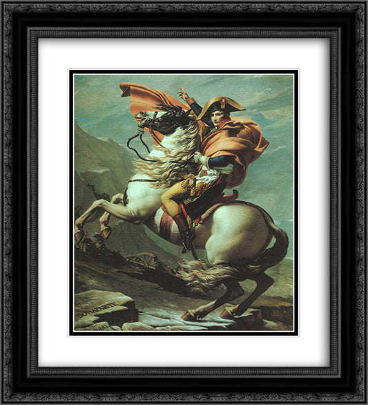 Napoleon Crossing the Alps at the St Bernard Pass, 20th May 1800 20x22 Black Ornate Wood Framed Art Print Poster with Double Matting by David, Jacques Louis