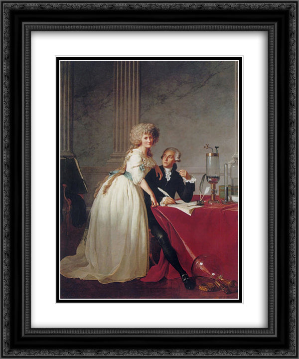 Portrait of Antoine-Laurent and Marie-Anne Lavoisier 20x24 Black Ornate Wood Framed Art Print Poster with Double Matting by David, Jacques Louis