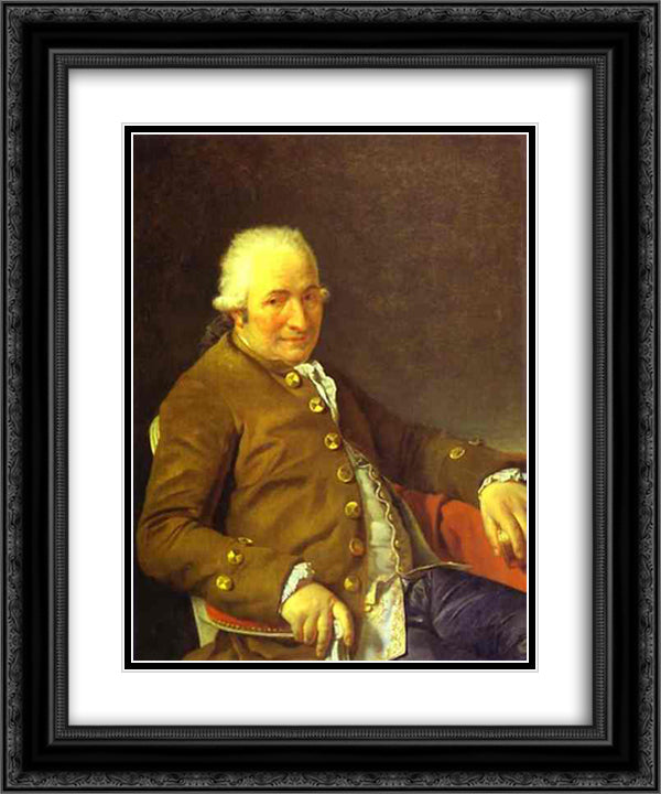 Portrait of Charles-Pierre Pecoul 20x24 Black Ornate Wood Framed Art Print Poster with Double Matting by David, Jacques Louis