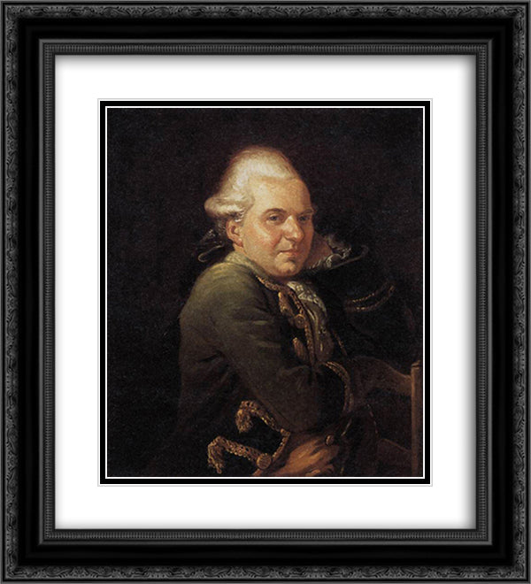 Portrait of Francois Buron 20x22 Black Ornate Wood Framed Art Print Poster with Double Matting by David, Jacques Louis